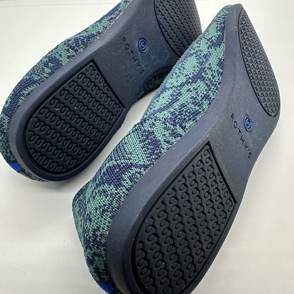 Rothy’s The Point~ Emerald Blue Snake Print Retired Shoes Size 7 - Picture 11 of 15